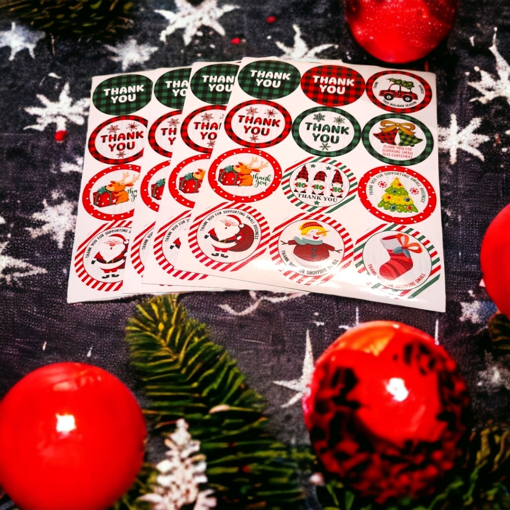 BOGO SALE! THANK YOU CHRISTMAS STICKERS 4 SHEETS/48 STICKERS